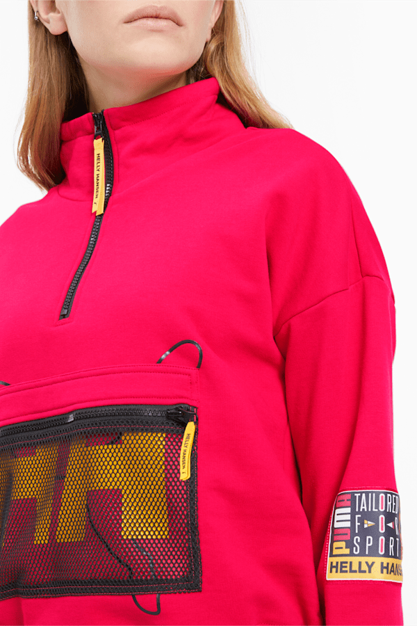 PUMA x HELLY HANSEN Women's Half Zip Sweatshirt, BRIGHT ROSE, extralarge