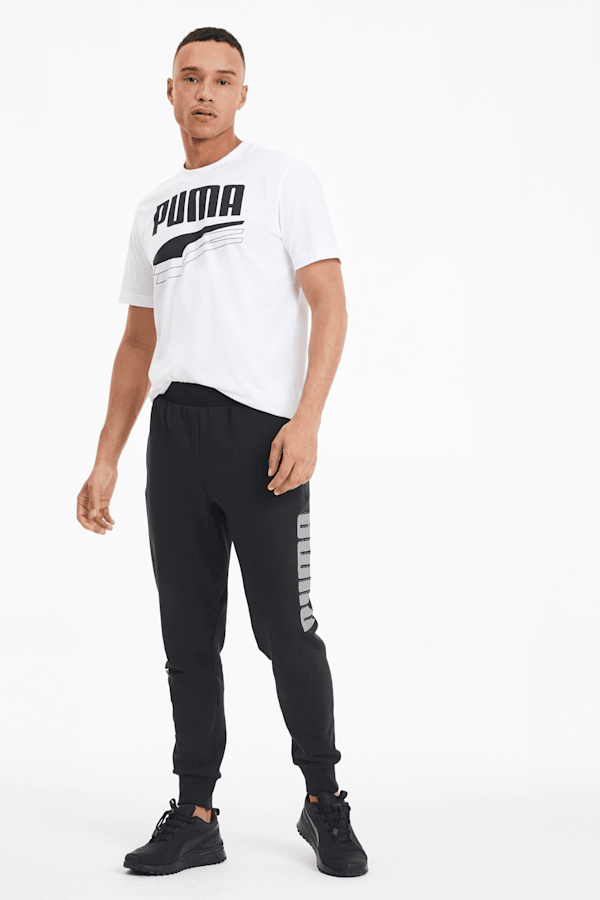 Rebel Bold Men's Sweatpants, Puma Black-Puma White, extralarge