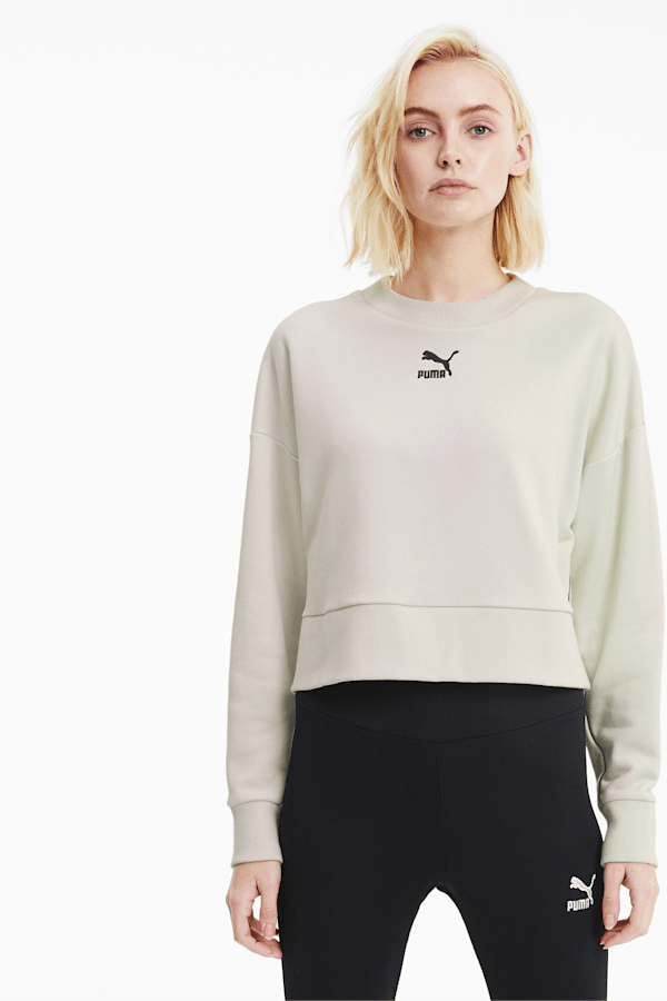 Crew neck cropped sweatshirt sale