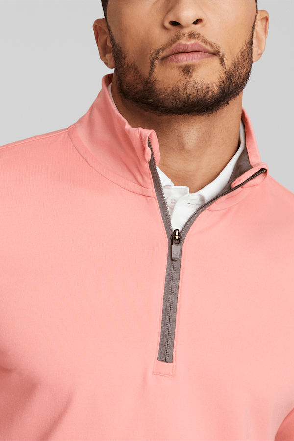 Gamer Quarter-Zip Men's Golf Sweatshirt, Flamingo Pink-QUIET SHADE, extralarge-GBR