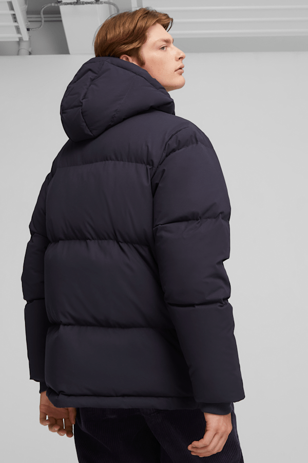 ASOS DESIGN nylon parka with fur hood in navy