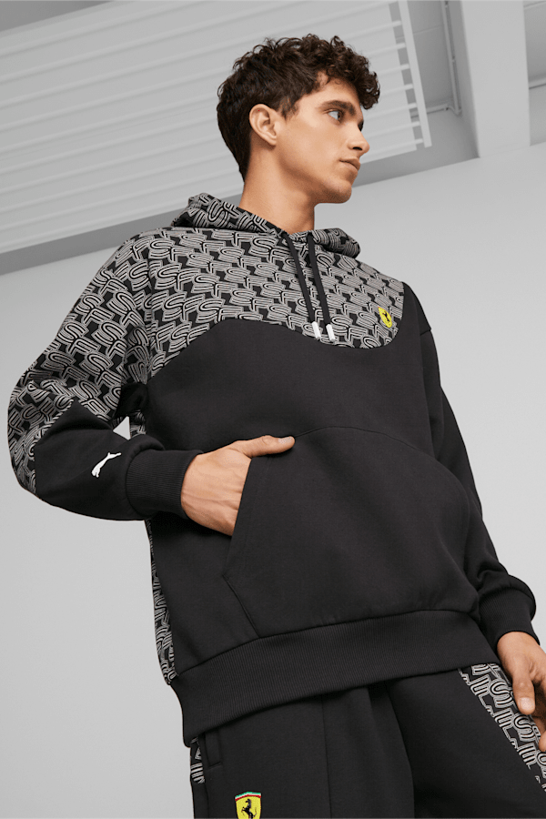 Chandail en molleton de sports motorisés Scuderia Ferrari Race Homme, PUMA Black-AOP, extralarge