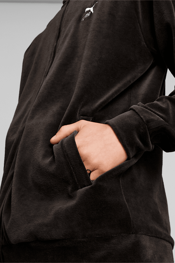 T7 Men's Velour Track Jacket, PUMA Black, extralarge-GBR
