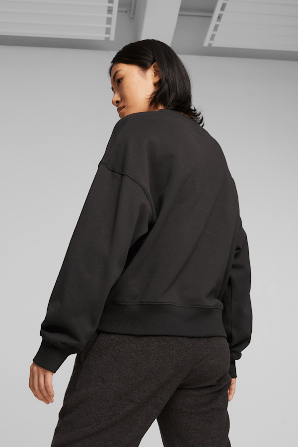 Black Oversized Cropped Sweatshirt