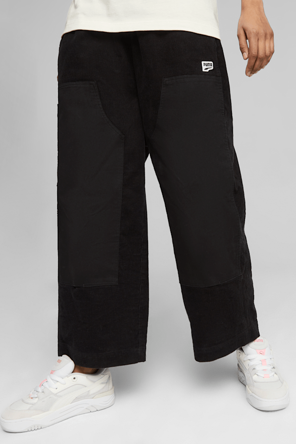 Puma DOWNTOWN CORDUROY PANTS - Trousers - puma black/black