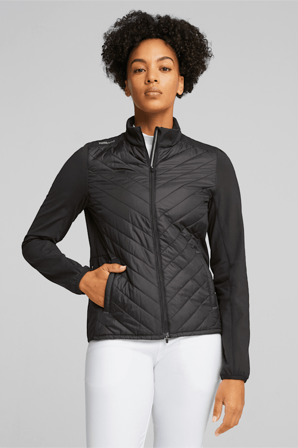 Frost Women's Golf Quilted Jacket, PUMA Black-Slate Sky, extralarge-GBR