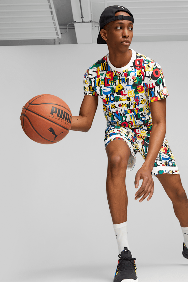 Trash Talk Men's Basketball Shorts, PUMA White-AOP, extralarge