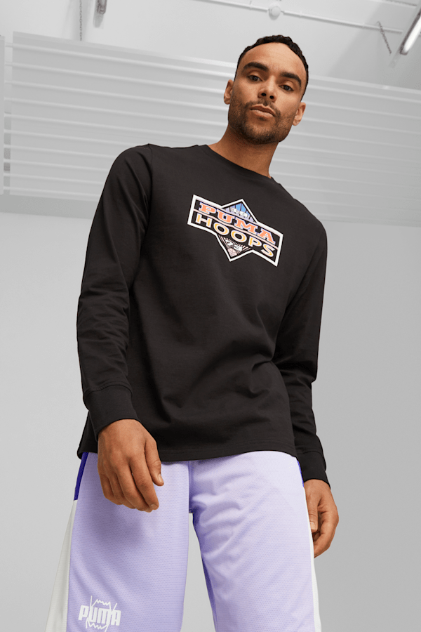 Blueprint Men's Basketball Long-Sleeve Tee, PUMA Black, extralarge