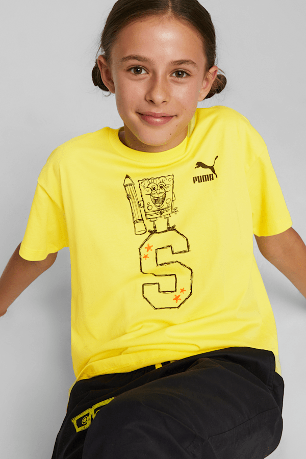 PUMA x SPONGEBOB SQUAREPANTS Kids' Graphic Tee, Lemon Meringue, extralarge