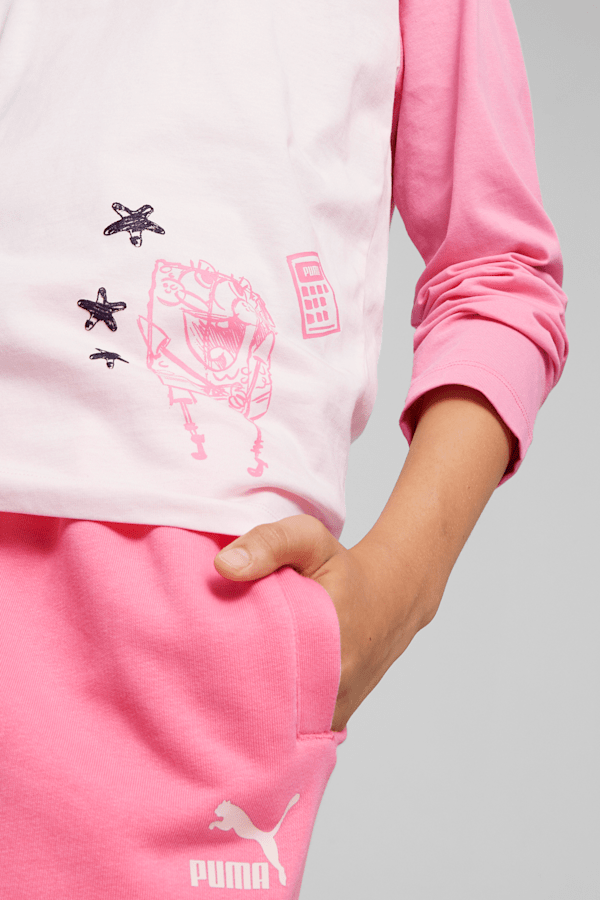 PUMA x SPONGEBOB SQUAREPANTS Kids' Long Sleeve Tee, Frosty Pink, extralarge