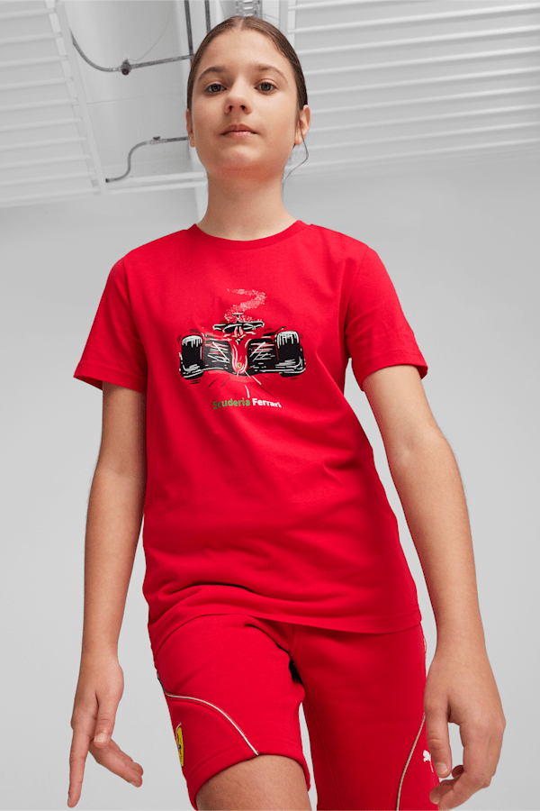 Scuderia Ferrari Race Youth Motorsport Graphic Tee, Rosso Corsa, extralarge-GBR