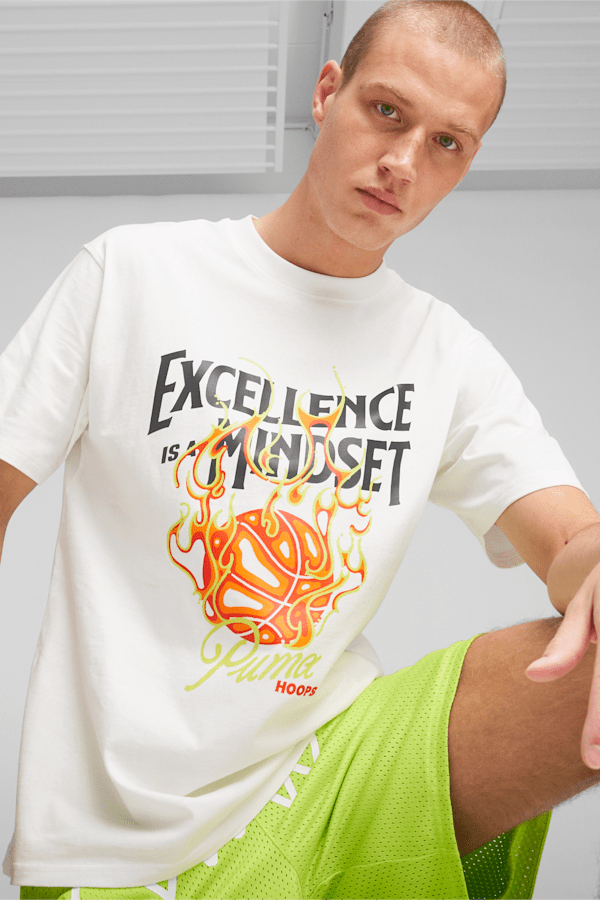 Hoops Excellence Men's Basketball Tee, PUMA White, extralarge-GBR
