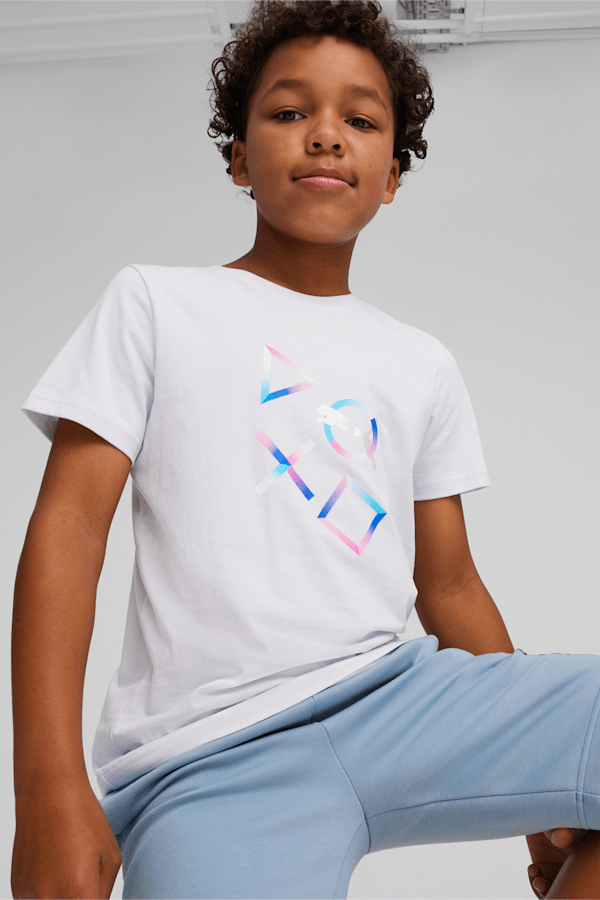 PUMA x PLAYSTATION Youth Tee, Silver Mist, extralarge