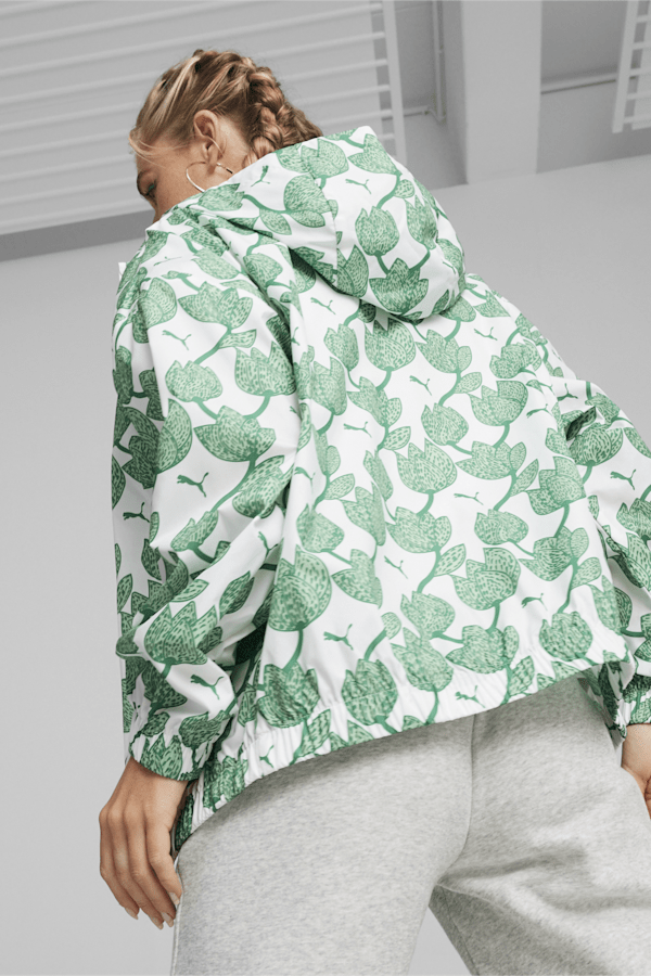 Blossom All-Over Print Women's Windbreaker, Archive Green, extralarge