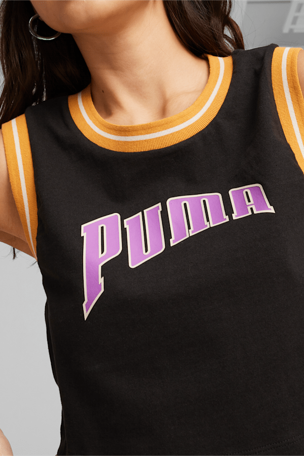 PUMA TEAM Women's Graphic Crop Top, PUMA Black, extralarge-GBR