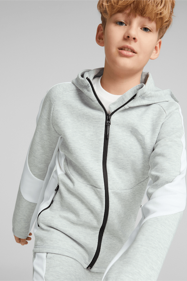 Recycled Content: Evostripe Full-Zip Hoodie Youth, Light Gray Heather, extralarge