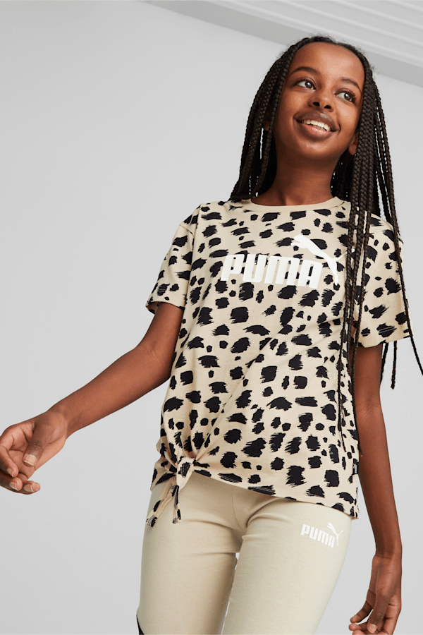 Essentials+ Animal Printed Knotted Tee Youth, Granola, extralarge