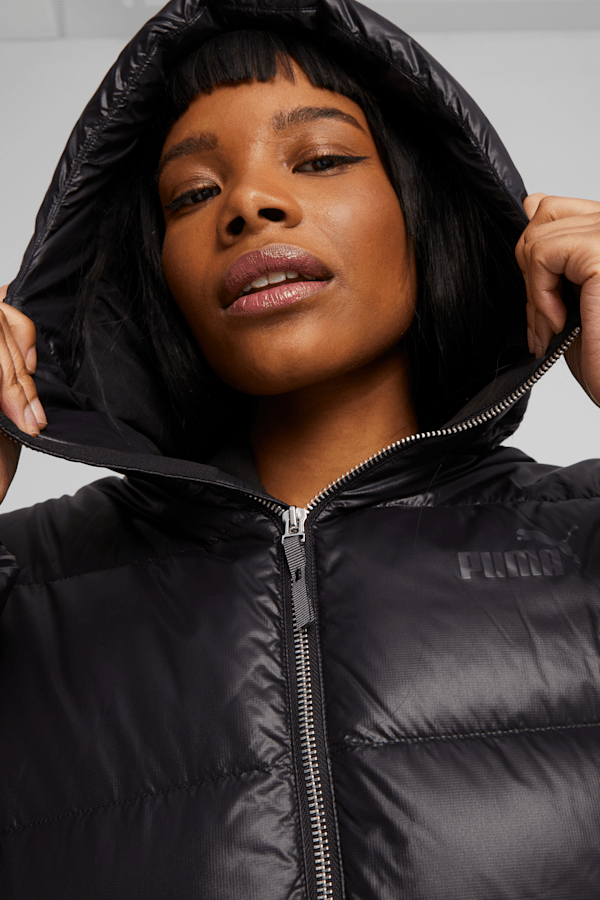 Women's Style Hooded Down Jacket, PUMA Black, extralarge