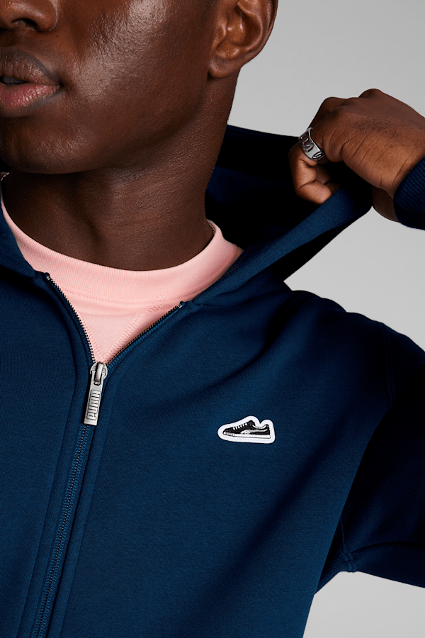 Suede Logo Men's Zip Up, Persian Blue, extralarge