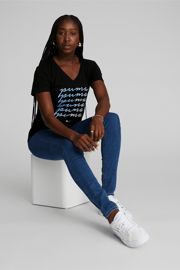 Ombre Script Women's Tee , PUMA Black, extralarge