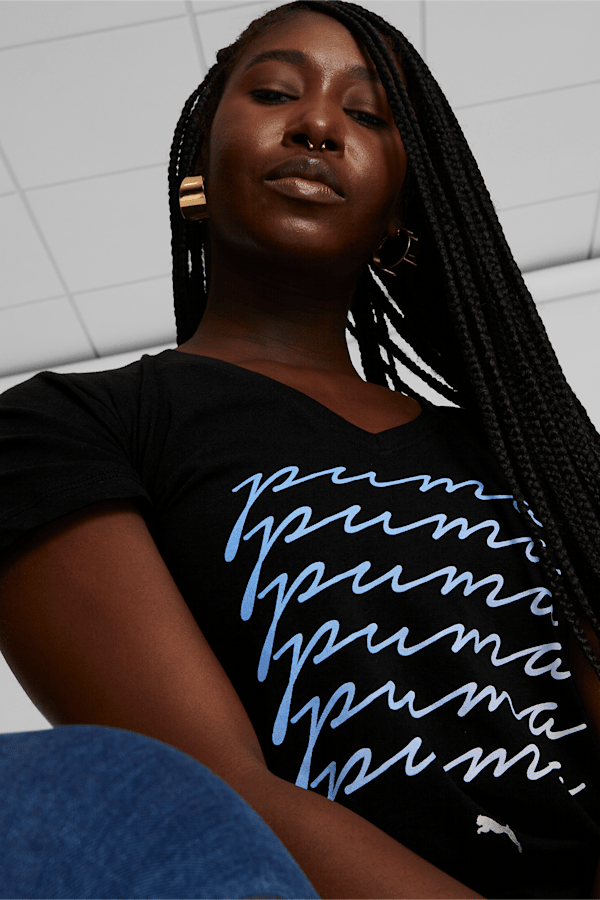 Ombre Script Women's Tee , PUMA Black, extralarge