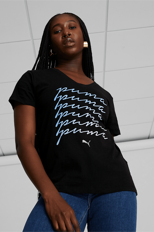 Ombre Script Women's Tee , PUMA Black, extralarge