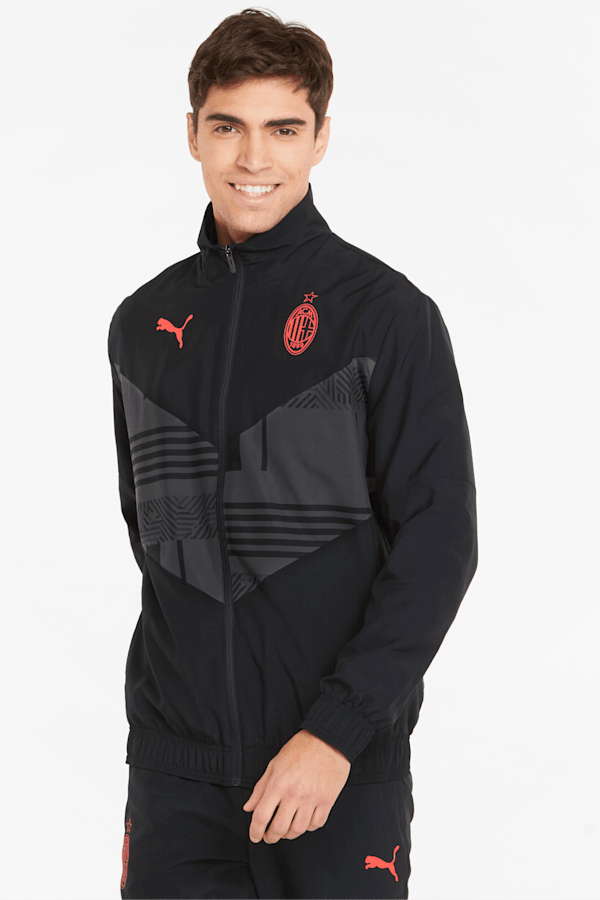 ACM Prematch Men's Soccer Jacket, Puma Black-Red Blast, extralarge