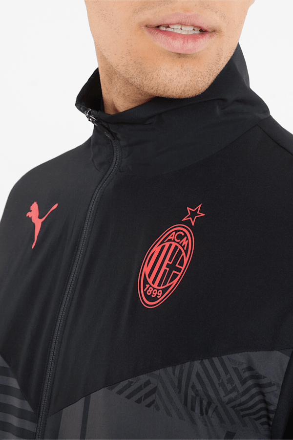 ACM Prematch Men's Soccer Jacket, Puma Black-Red Blast, extralarge