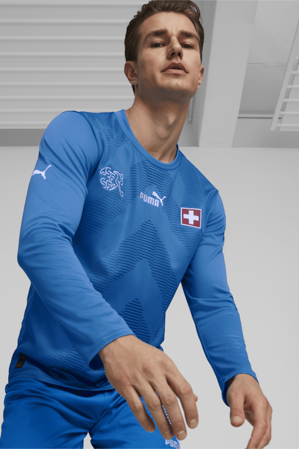 Switzerland Football Goalkeeper Long Sleeve Replica Jersey Men, Electric Blue Lemonade, extralarge