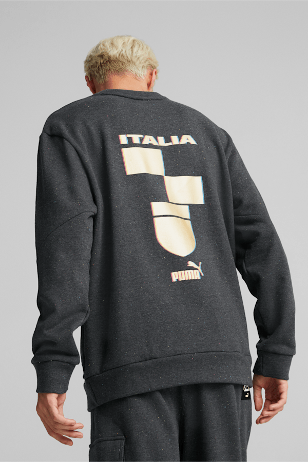 Italy ftblCulture Crewneck Sweater Men, Dark Gray Heather-Puma Team Gold, extralarge