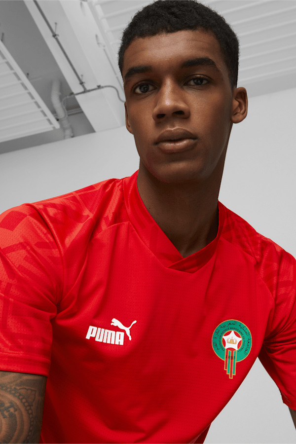 Morocco Football Pre-match Jersey Men, Puma Red-Power Green, extralarge