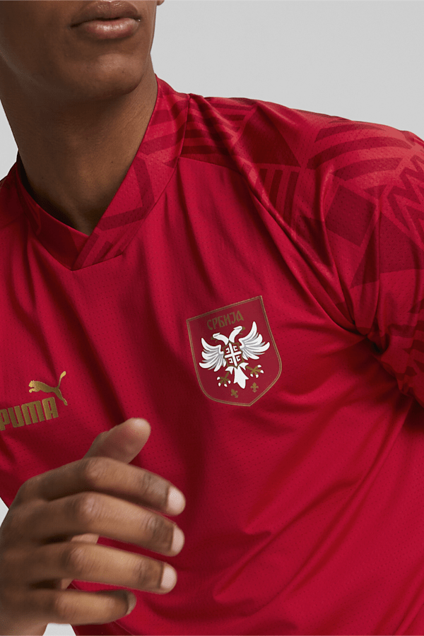 Serbia Football Pre-match Jersey Men, Chili Pepper-Victory Gold, extralarge