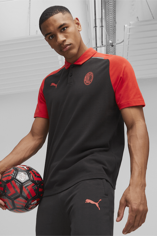 AC Milan Casuals Men's Polo, PUMA Black-For All Time Red, extralarge-GBR