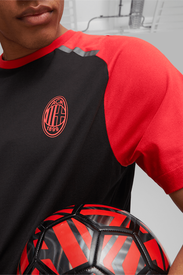 AC Milan Football Casuals Tee, PUMA Black-For All Time Red, extralarge