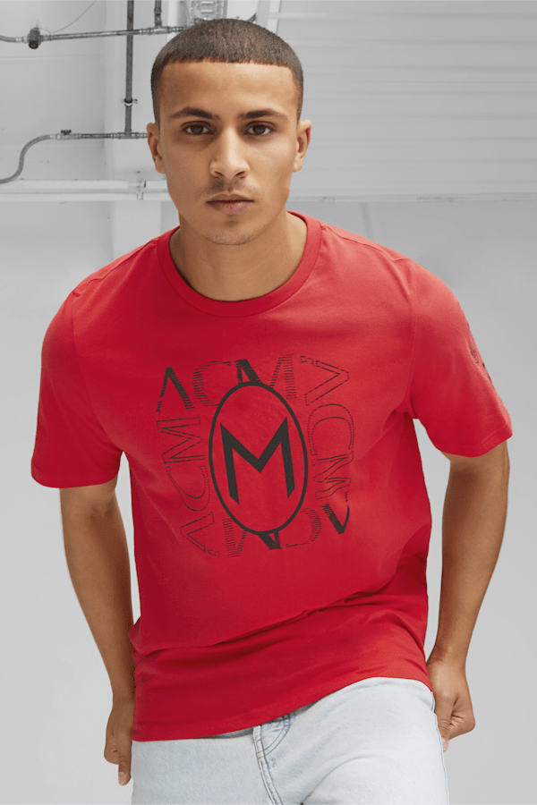 AC Milan FtblCore Graphic Tee, For All Time Red-PUMA Black, extralarge