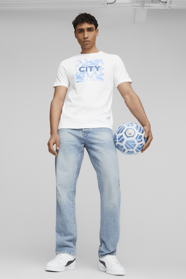 Manchester City FtblCore Graphic Tee, PUMA White-Team Light Blue, extralarge