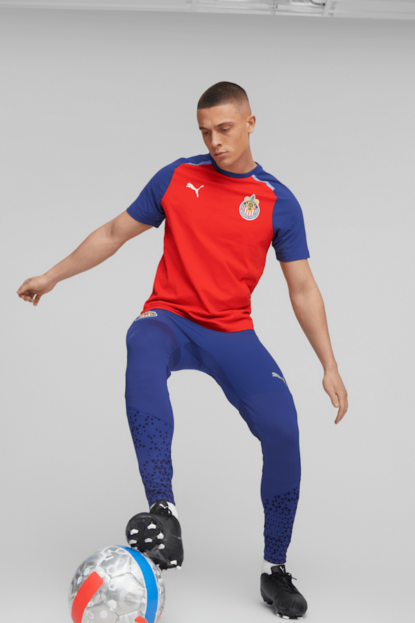 C.D. Guadalajara Men's Soccer Training Pants, Elektro Blue-Puma Silver, extralarge
