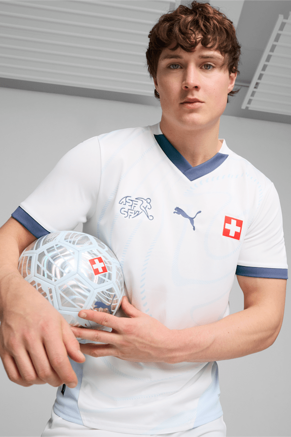 Switzerland Football 2024 Men's Away Jersey, PUMA White-Icy Blue, extralarge