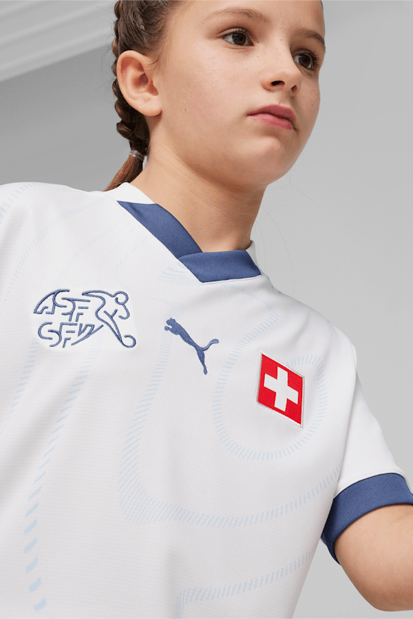 Switzerland Football 2024 Youth Away Jersey, PUMA White-Icy Blue, extralarge