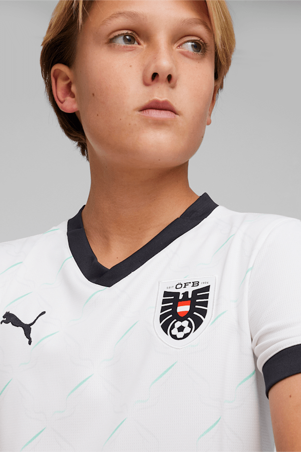 Austria 2024 Youth Away Football Jersey, PUMA White-Electric Peppermint, extralarge