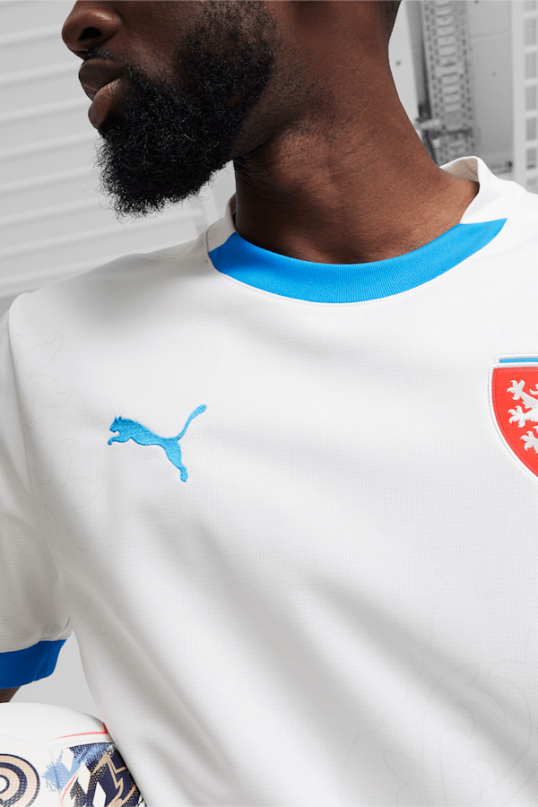 Czech Republic Football 2024 Men's Away Jersey, PUMA White-Ignite Blue, extralarge