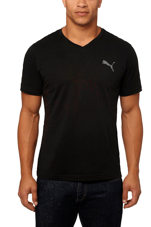 Souluxe Black V-Neck Textured Sports T-Shirt