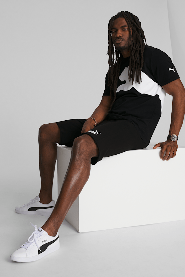 Essentials+ Men's Shorts, Cotton Black-Puma White, extralarge
