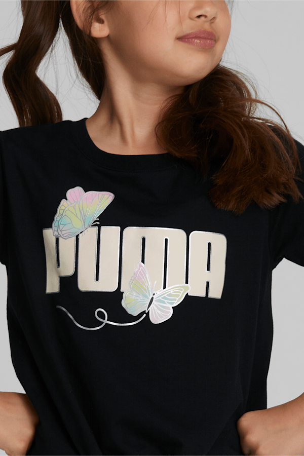 Butterfly Pack Big Kids' Knotted Tee, PUMA BLACK, extralarge
