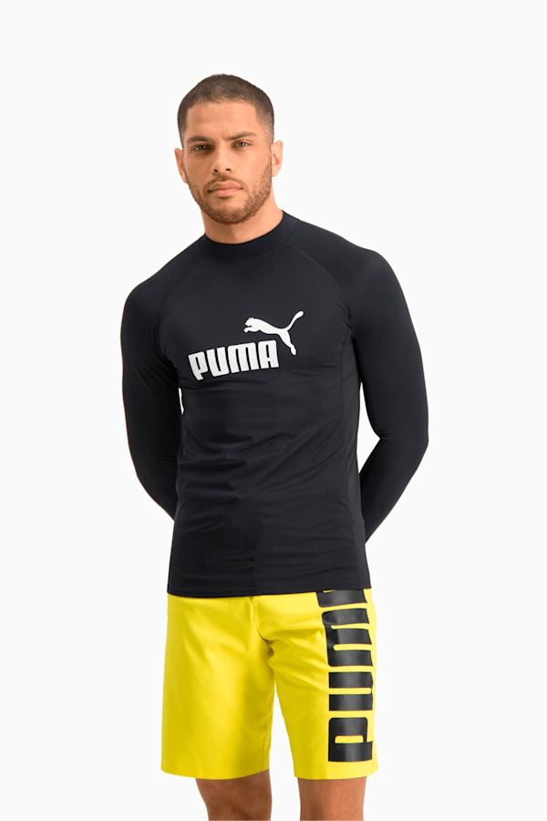 PUMA Swim Men's Long Sleeve Rash Guard, black, extralarge