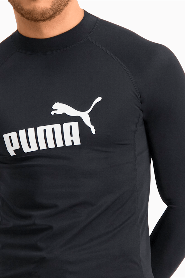PUMA Swim Men's Long Sleeve Rash Guard, black, extralarge