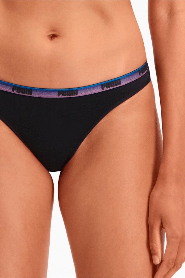 PUMA Women's Bikini Underwear 2 Pack, black / various logo colors, extralarge-GBR
