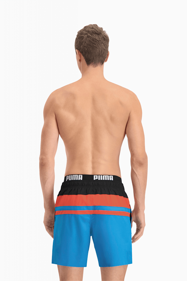 PUMA Swim Heritage Stripe Men's Mid-Length Shorts, blue combo, extralarge