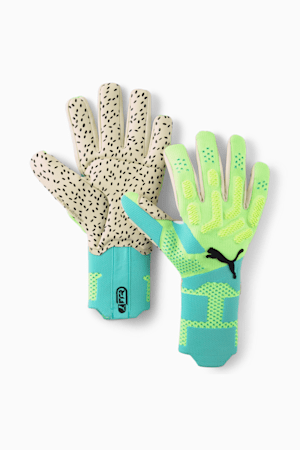 FUTURE Ultimate Negative Cut Men's Soccer Goalkeeper Gloves, Electric Peppermint-Fast Yellow, extralarge