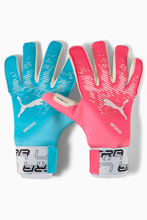 ULTRA Grip 1 Tricks Hybrid Football Goalkeeper Gloves, Sunset Pink-Hero Blue, extralarge-GBR